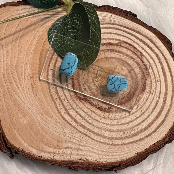 Turquoise Howlite Stud Earrings - Picture 2 of 3